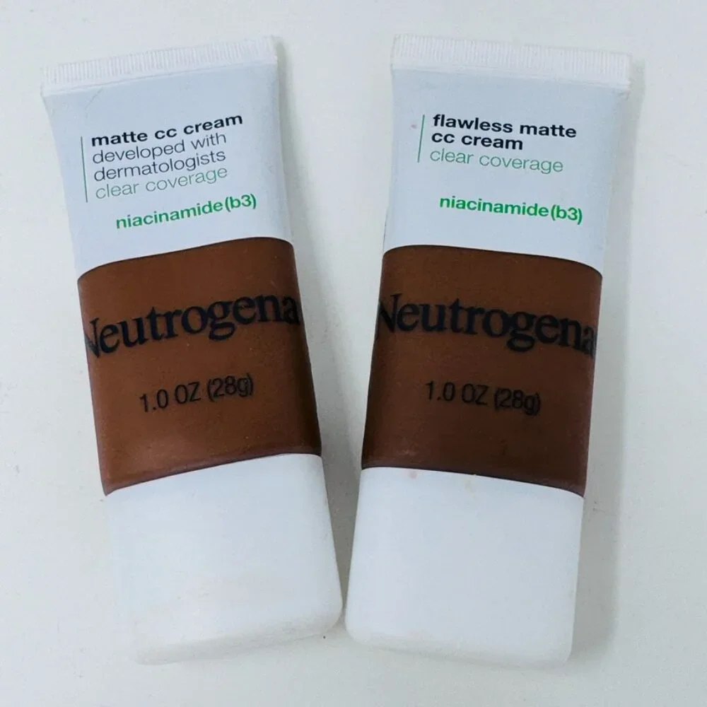 LOT 2 Neutrogena Clear Coverage Flawless Matte CC Cream CINNAMON 9.0 New